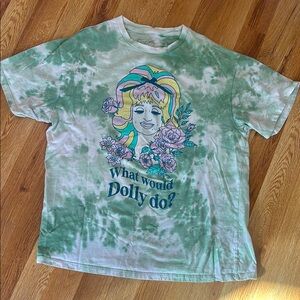 Green Tie-Dye Dolly Parton Over-Sized Shirt